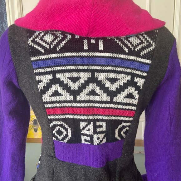Preloved Cardigan; Reclaimed wool patchwork boho eco - Medium/Large - Picture 5 of 12